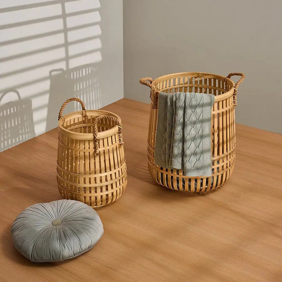 Antalya Handwoven Bamboo Basket-Natural Quilt Avenue