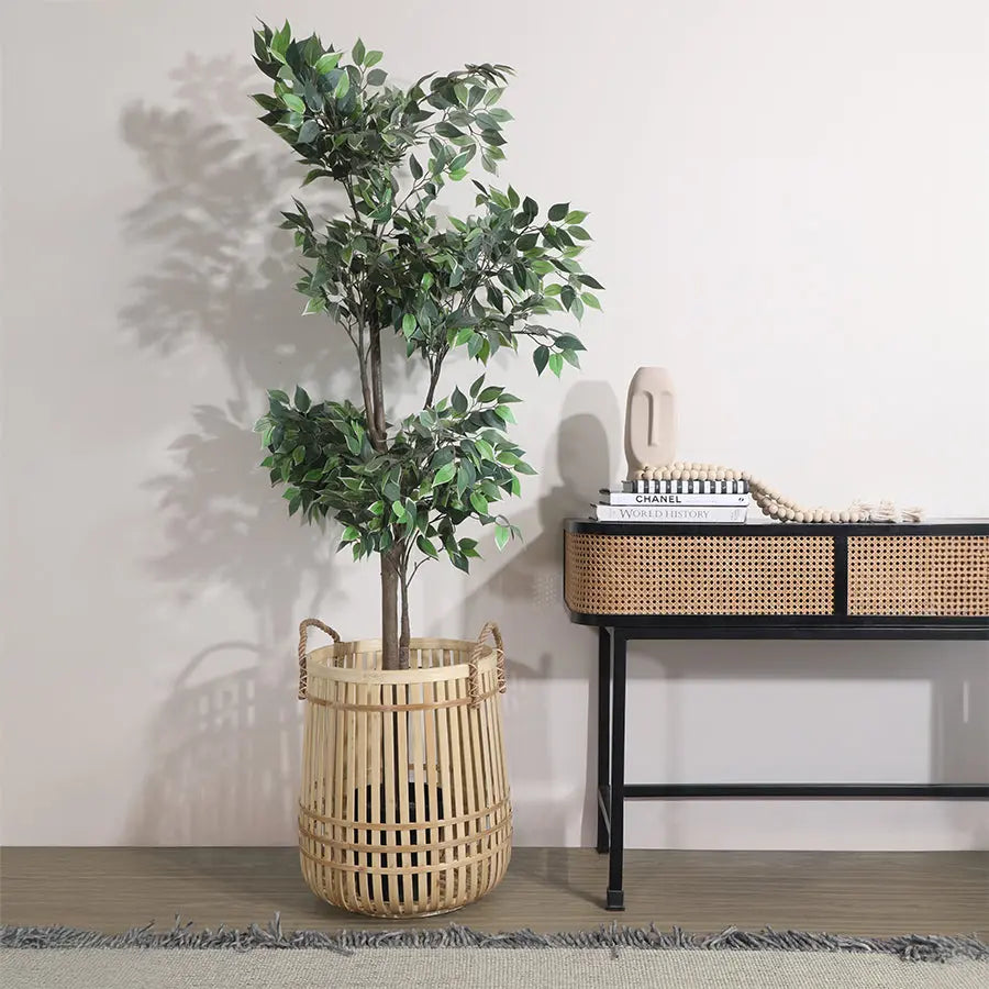 Antalya Handwoven Bamboo Basket-Natural Quilt Avenue