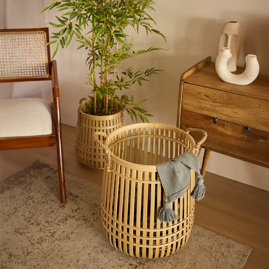 Antalya Handwoven Bamboo Basket-Natural