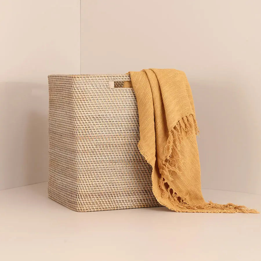 Boston Handwoven Rattan Basket-Grey Quilt Avenue