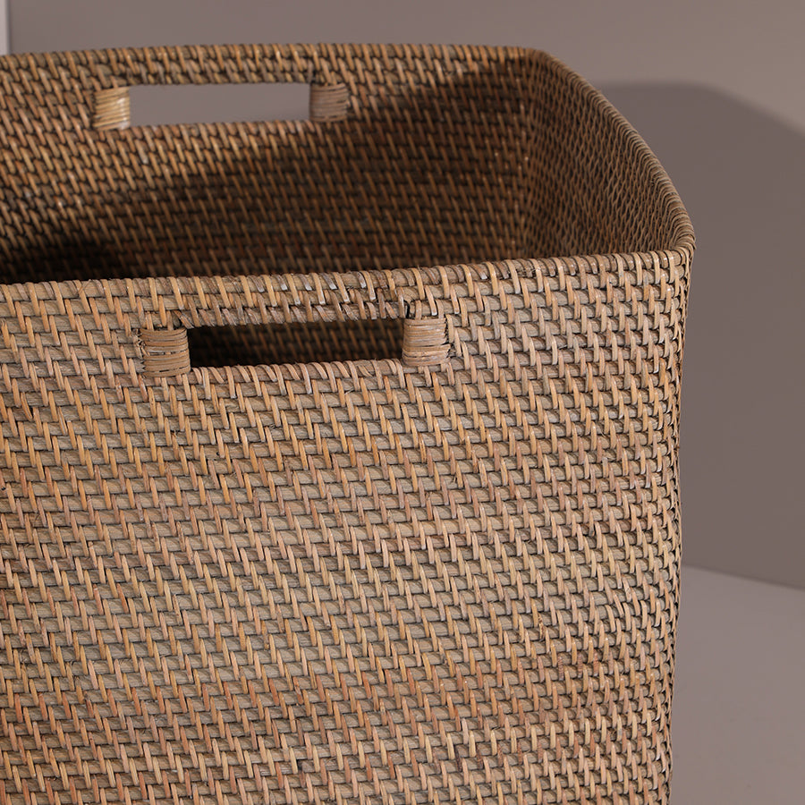 Boston Handwoven Rattan Basket-Grey