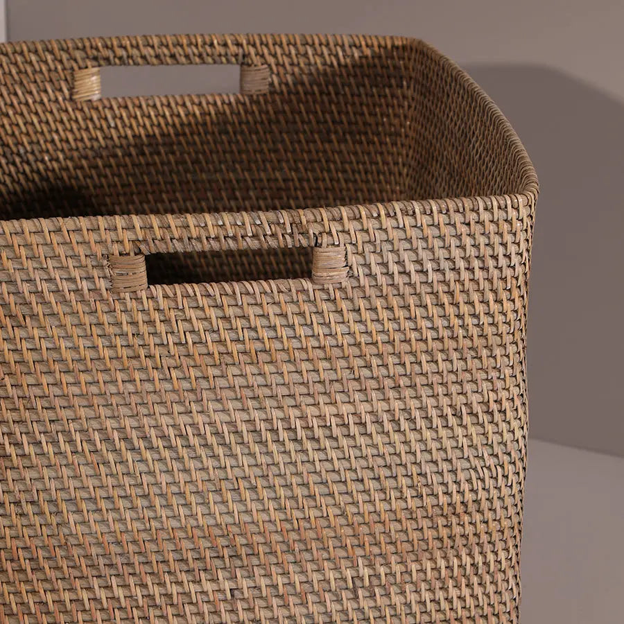 Boston Handwoven Rattan Basket-Grey Quilt Avenue