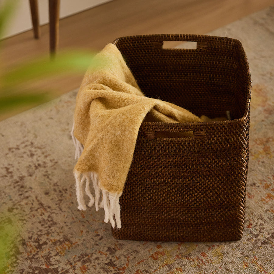 Boston Handwoven Rattan Basket-Walnut