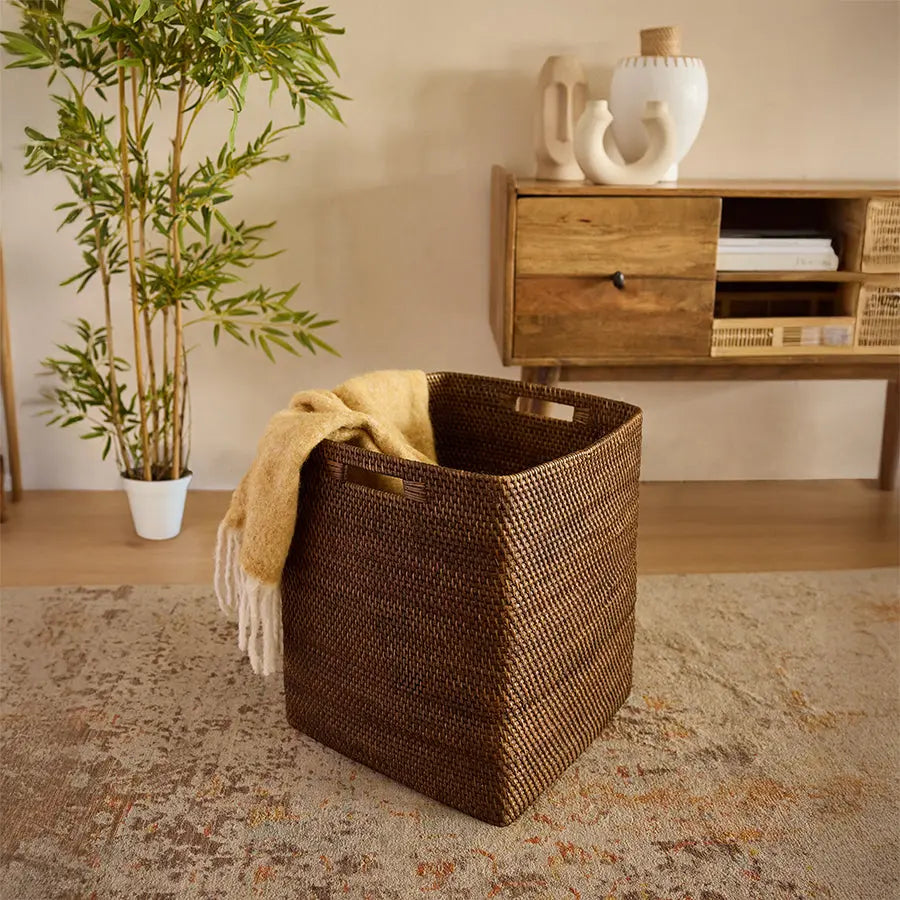 Boston Handwoven Rattan Basket-Walnut Quilt Avenue