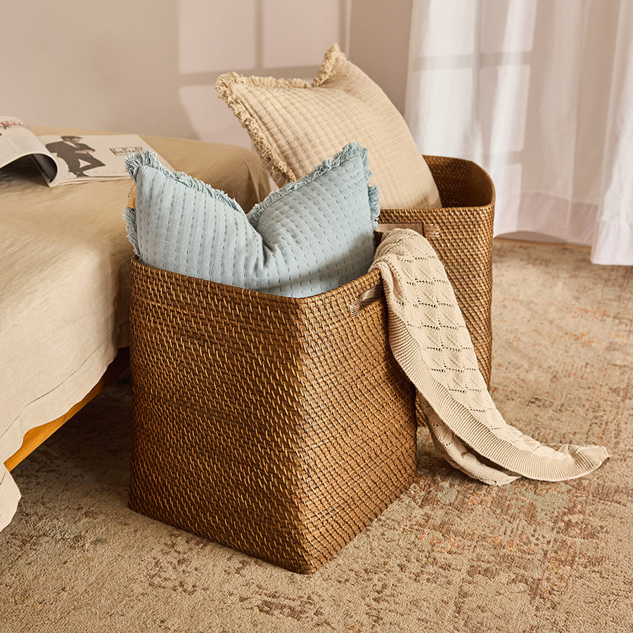 Boston Handwoven Rattan Basket-Walnut