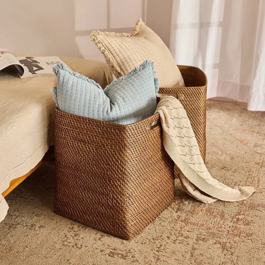 Boston Handwoven Rattan Basket-Walnut Quilt Avenue