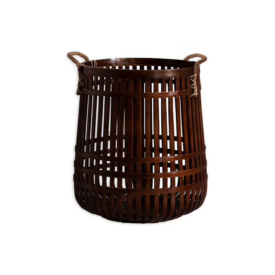 Quito Handwoven Bamboo Basket-Mahogany Quilt Avenue