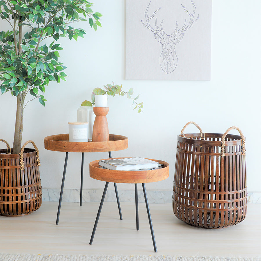 Quito Handwoven Bamboo Basket-Mahogany