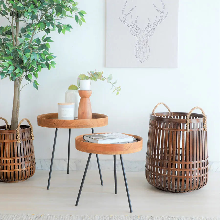 Quito Handwoven Bamboo Basket-Mahogany Quilt Avenue