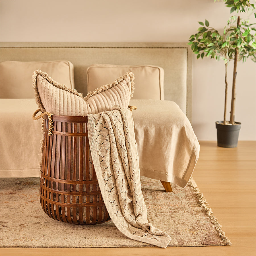 Quito Handwoven Bamboo Basket-Mahogany