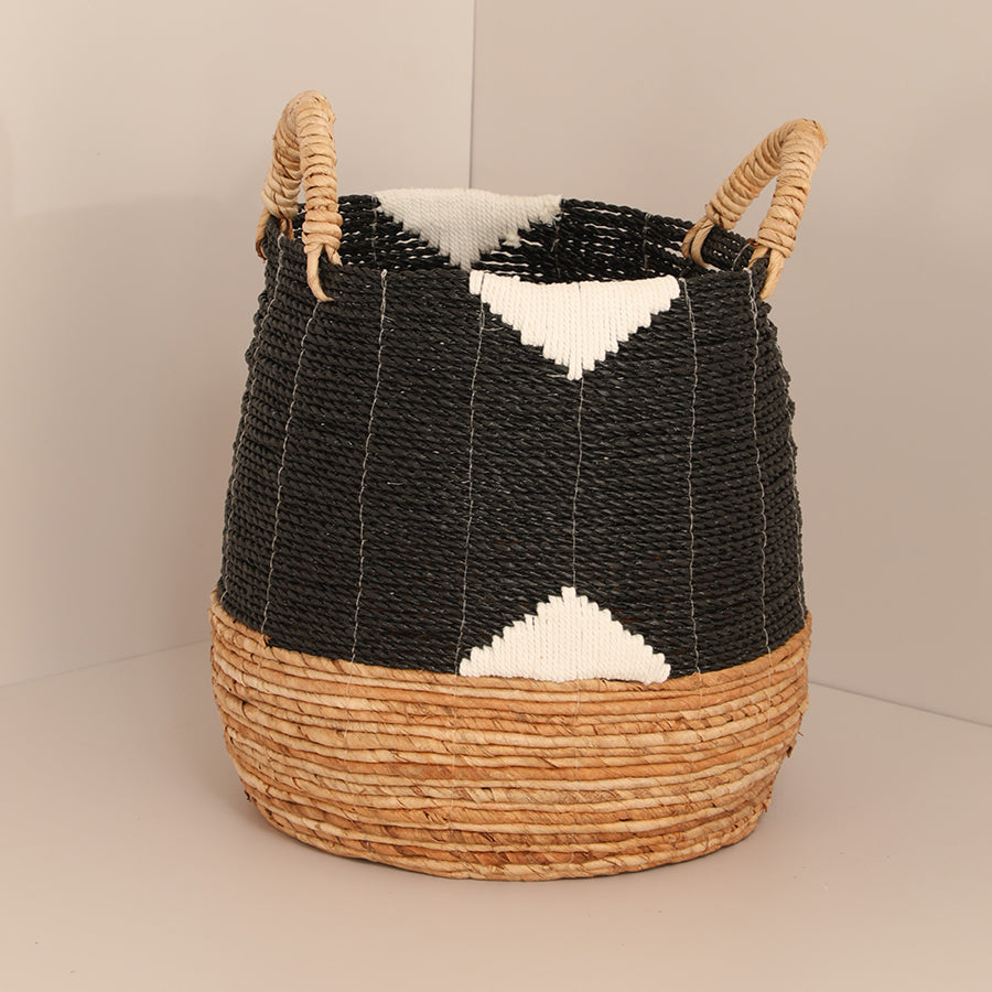 Sirsa Handwoven Seagrass Basket-Black