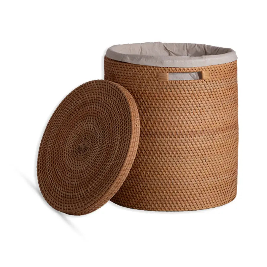 Turin Handwoven Rattan Basket With Lining-Natural Quilt Avenue