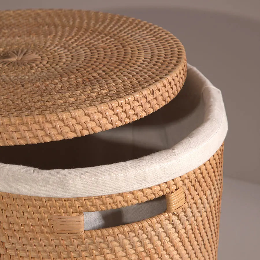 Turin Handwoven Rattan Basket With Lining-Natural Quilt Avenue