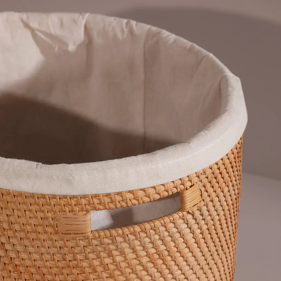 Turin Handwoven Rattan Basket With Lining-Natural Quilt Avenue