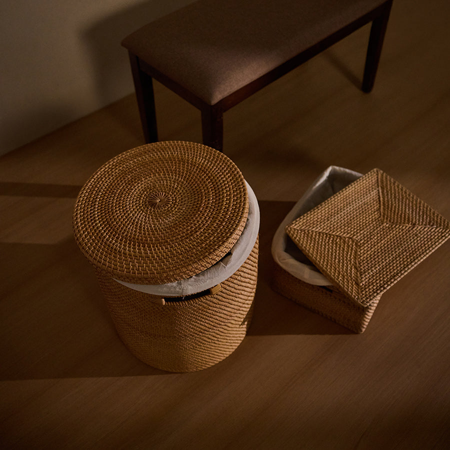Turin Handwoven Rattan Basket With Lining-Natural