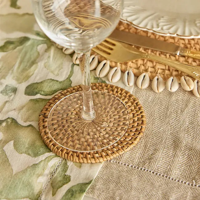 Lishi Handwoven Rattan Coasters-Natural-Set Of 4 Quilt Avenue