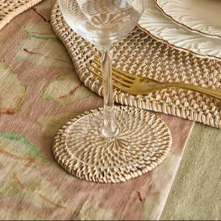 Lishi Handwoven Rattan Coasters-White-Set Of 4 Quilt Avenue