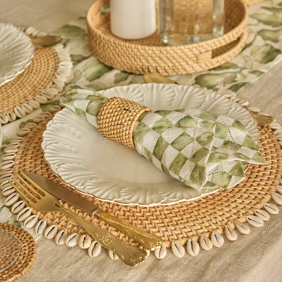 Sofia Handwoven Rattan Round Shell Placemat-Natural Quilt Avenue