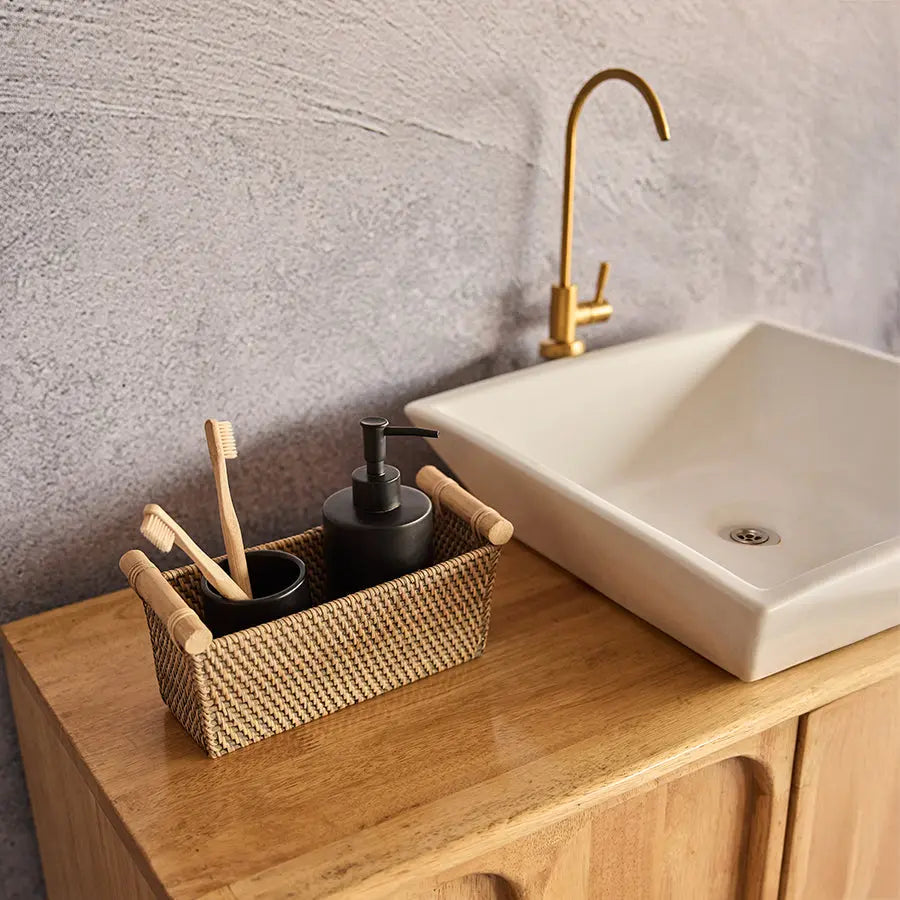 Cairo Handwoven Rattan Bread & Utility Basket-Grey Quilt Avenue