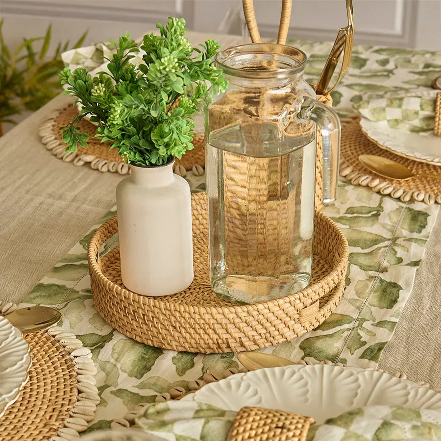 Capri Handwoven Rattan Round Tray-Natural Quilt Avenue