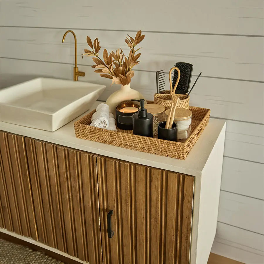 Manila Handwoven Rattan Tray-Natural Quilt Avenue