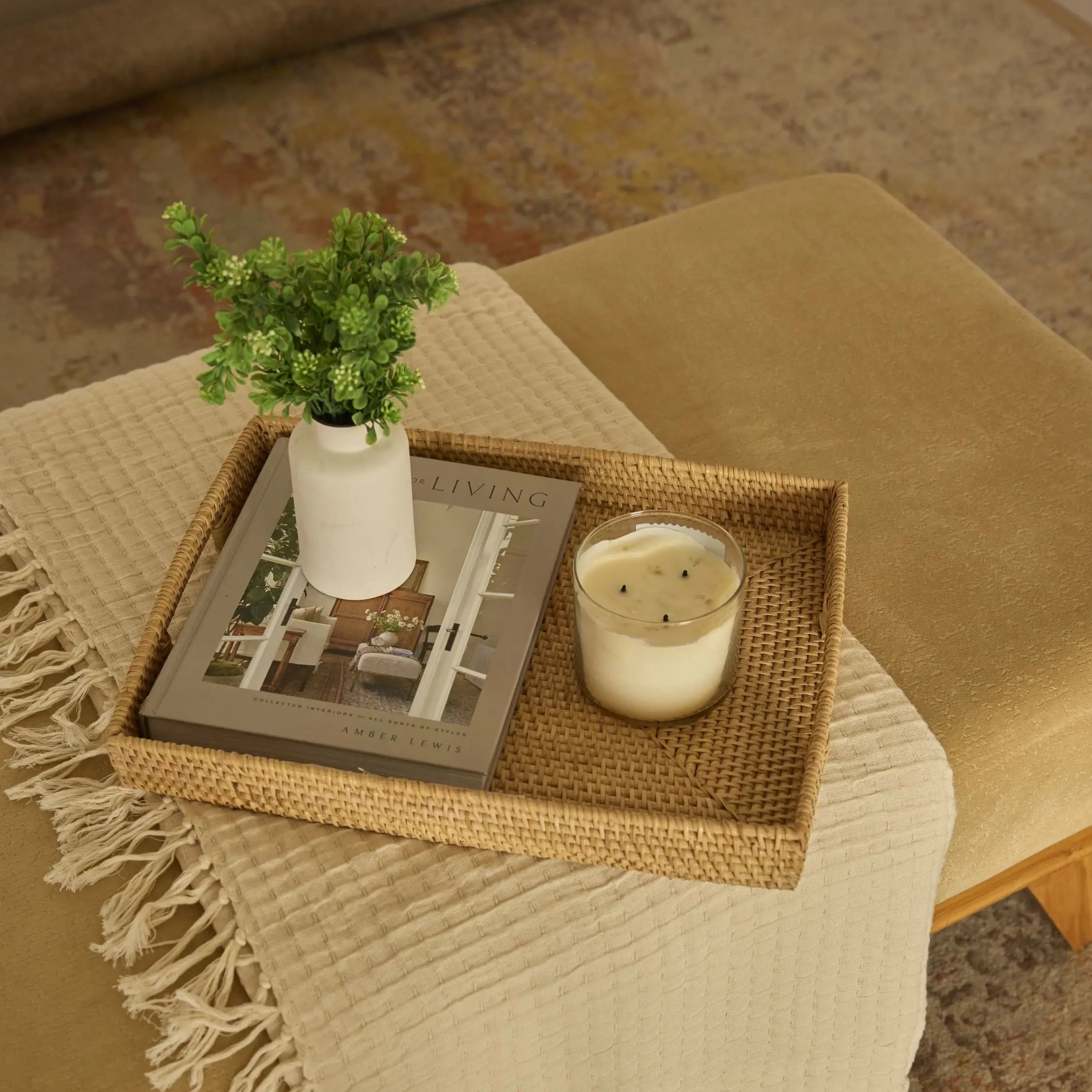 Manila Handwoven Rattan Tray-Natural Quilt Avenue