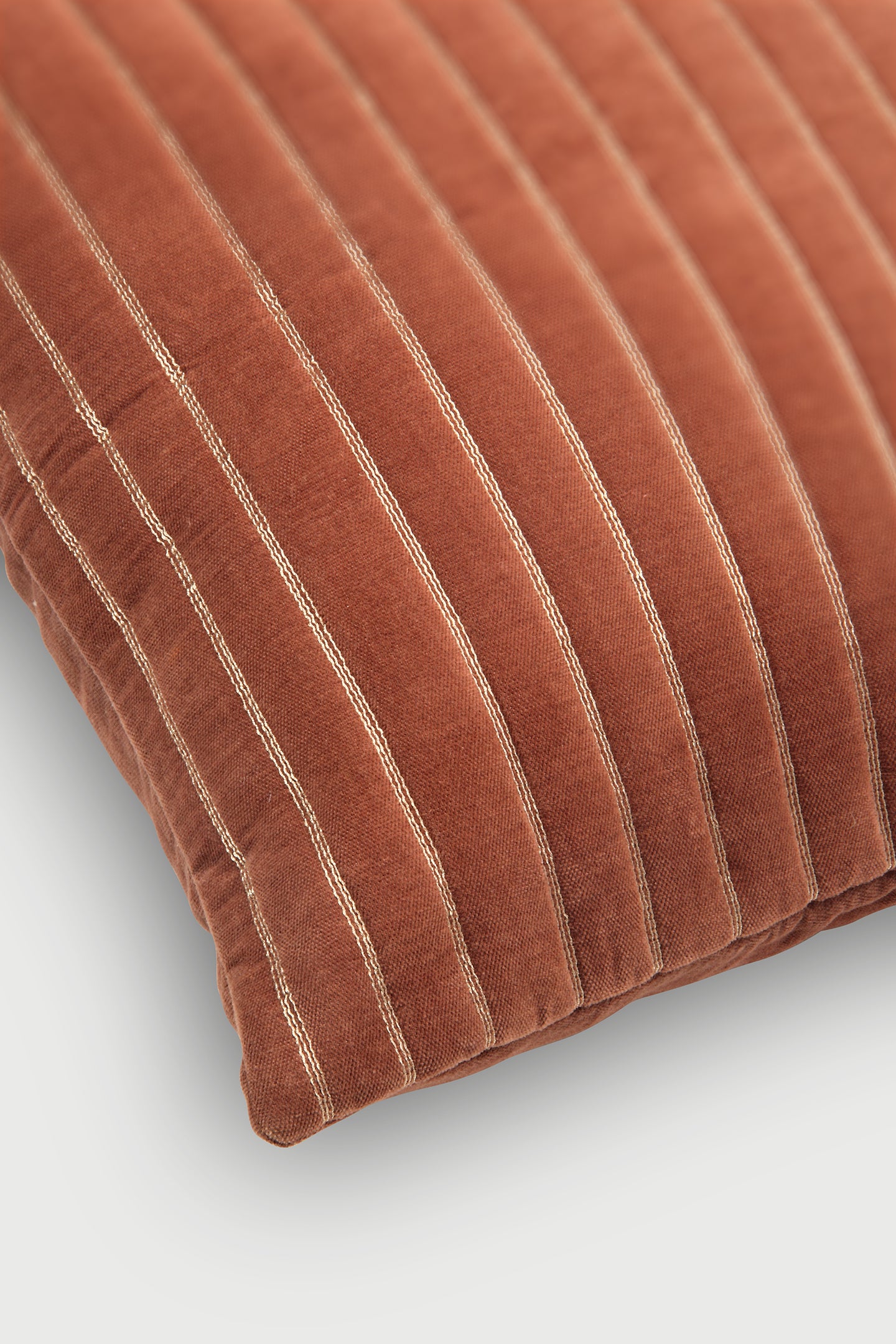 Eden Striped Rhubarb Velvet Cushion Cover