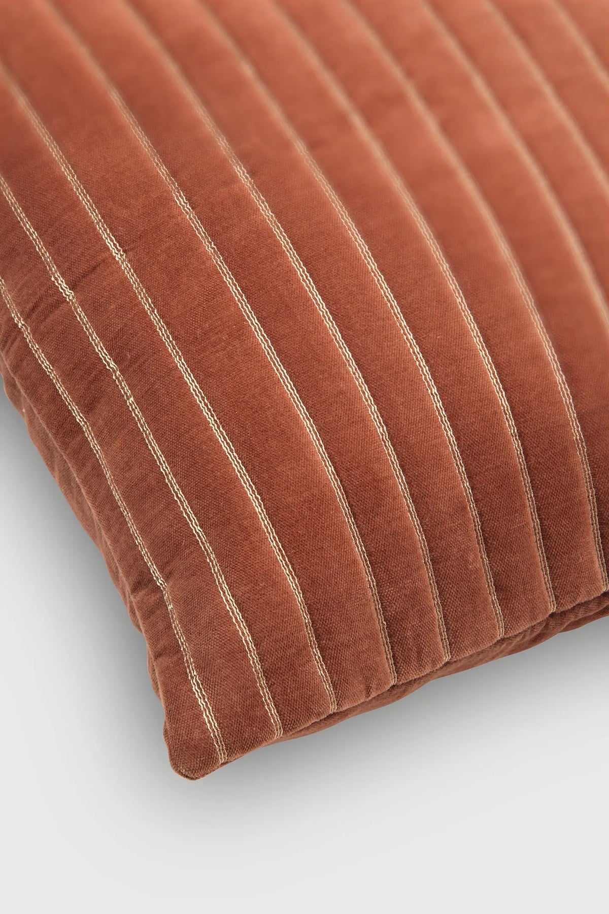 Eden Striped Rhubarb Velvet Cushion Cover SanctuaryLiving