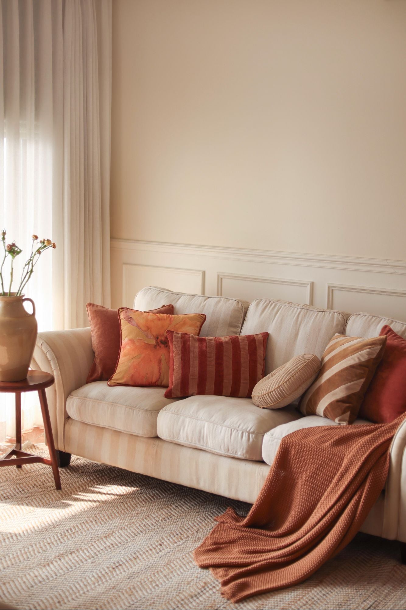 Holly Spice Velvet Stripe Cushion Cover