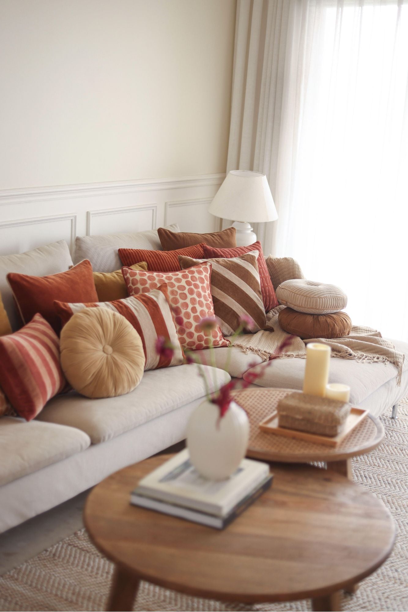 Luna Burnt Orange Velvet Cushion Cover