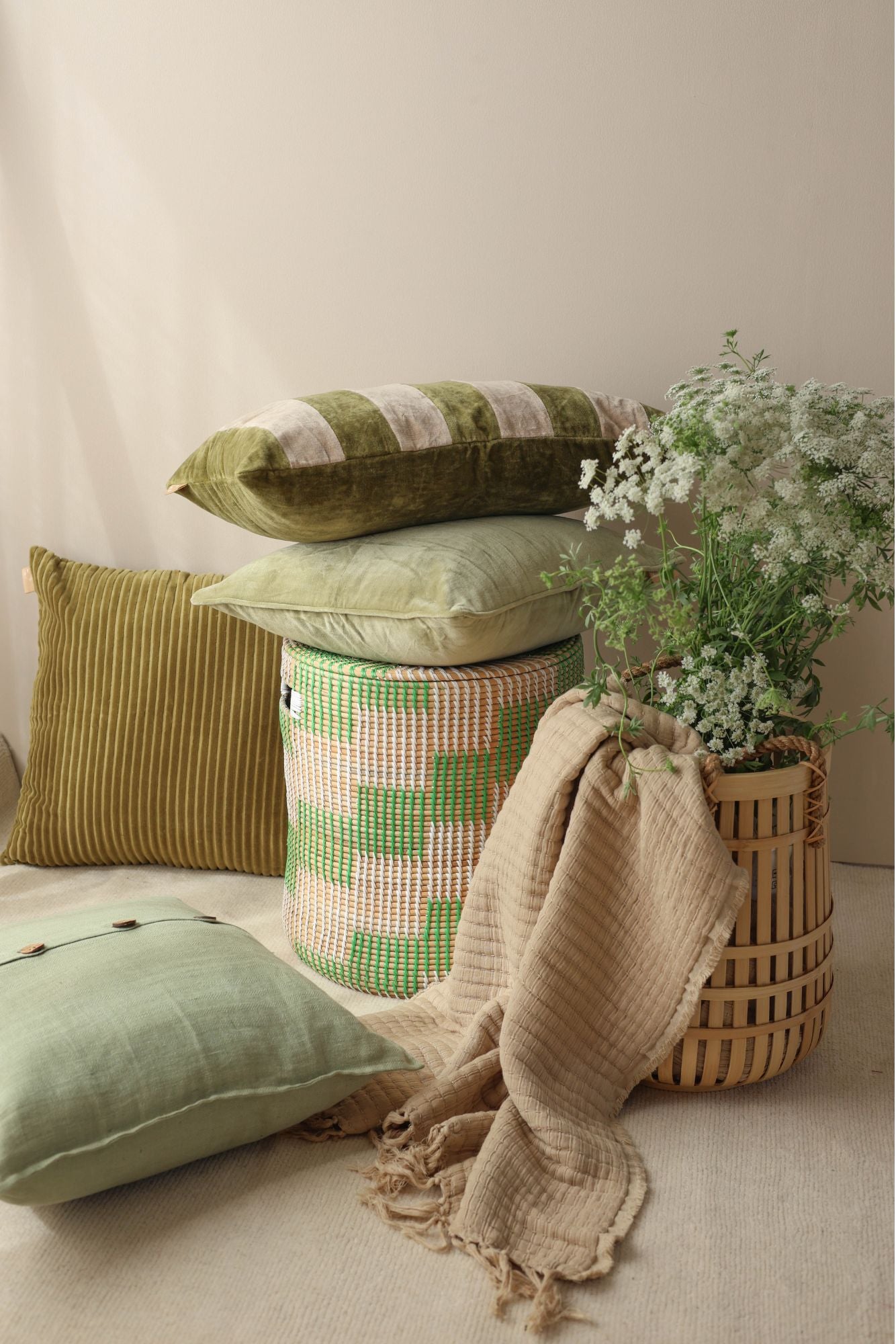 Luna Olive Velvet Cushion Cover