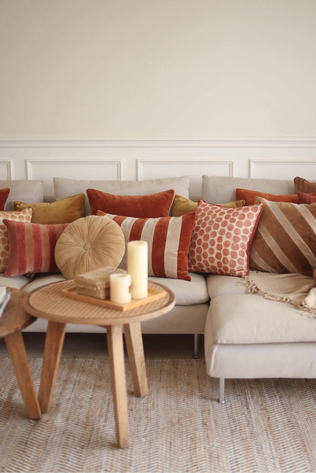 Cuddle Oatmeal Velvet Round Cushion SanctuaryLiving