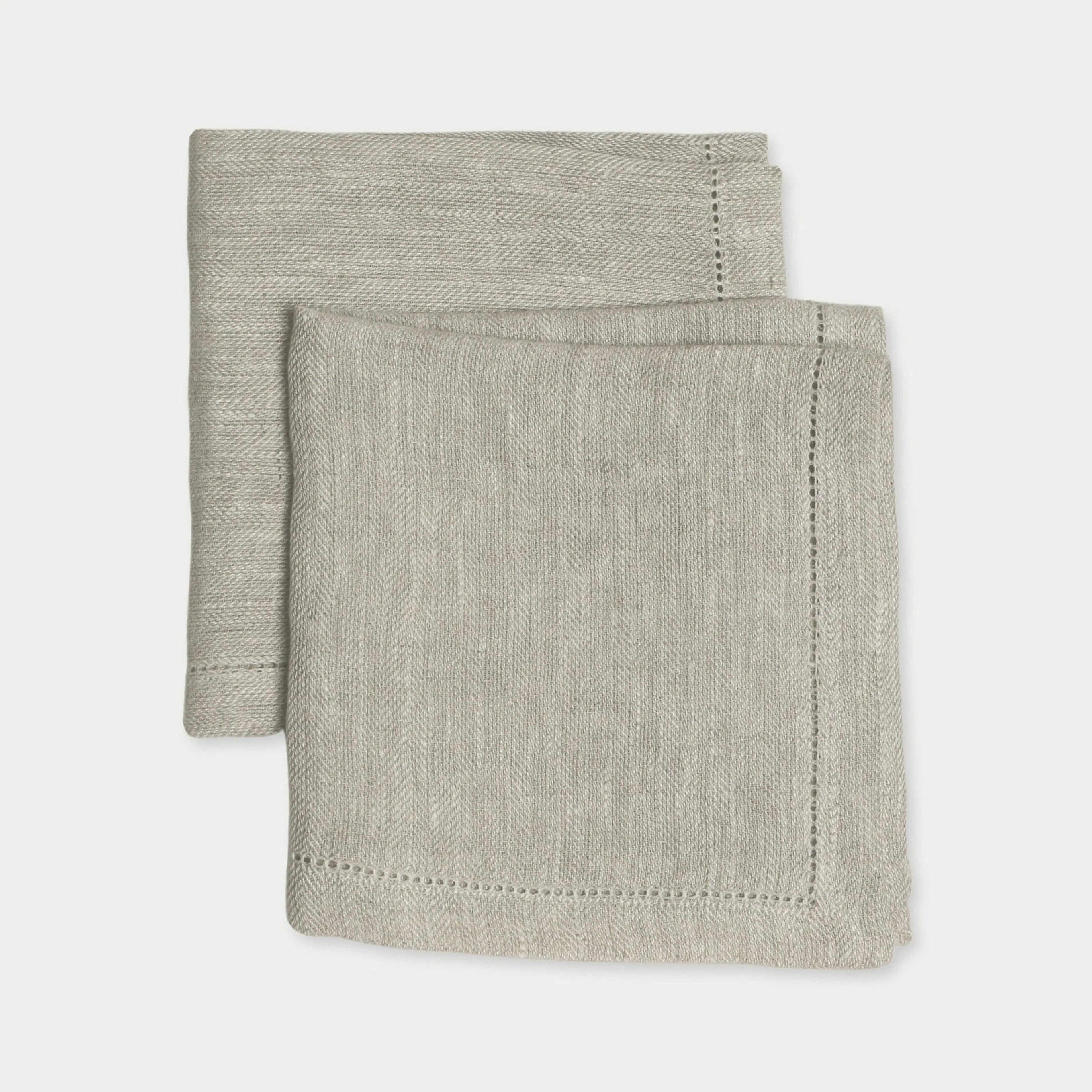 Oatmeal Herringbone Linen Table Napkins-Set of 2 SanctuaryLiving