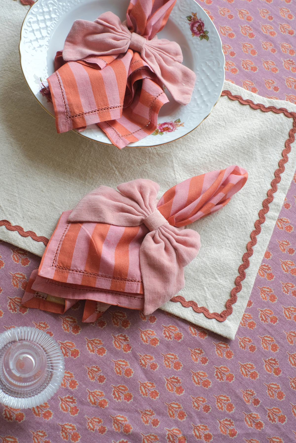 Rose Velvet Napkin Rings-Set of 4