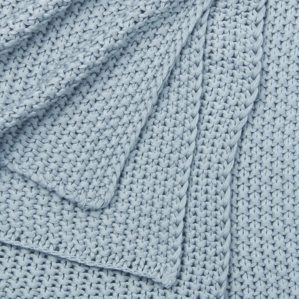 Soft Blue Moss Knit Throw SanctuaryLiving