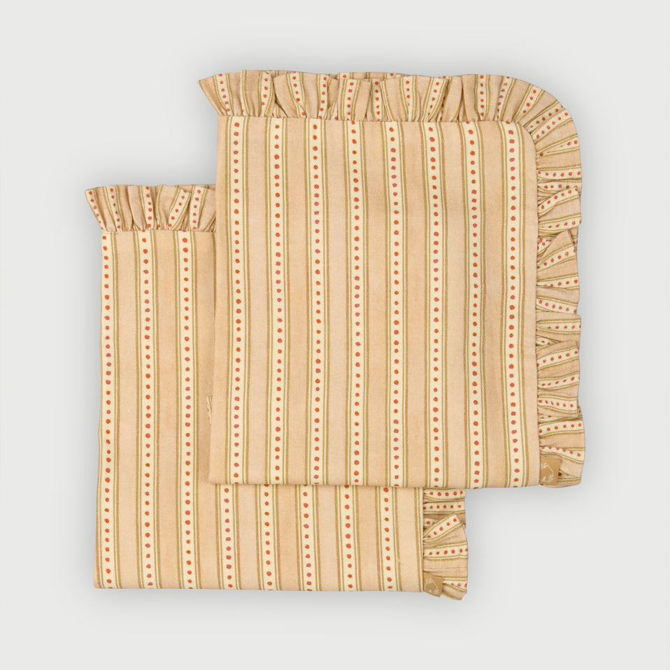 River Apricot Ruffle Table Mats-Set of 2