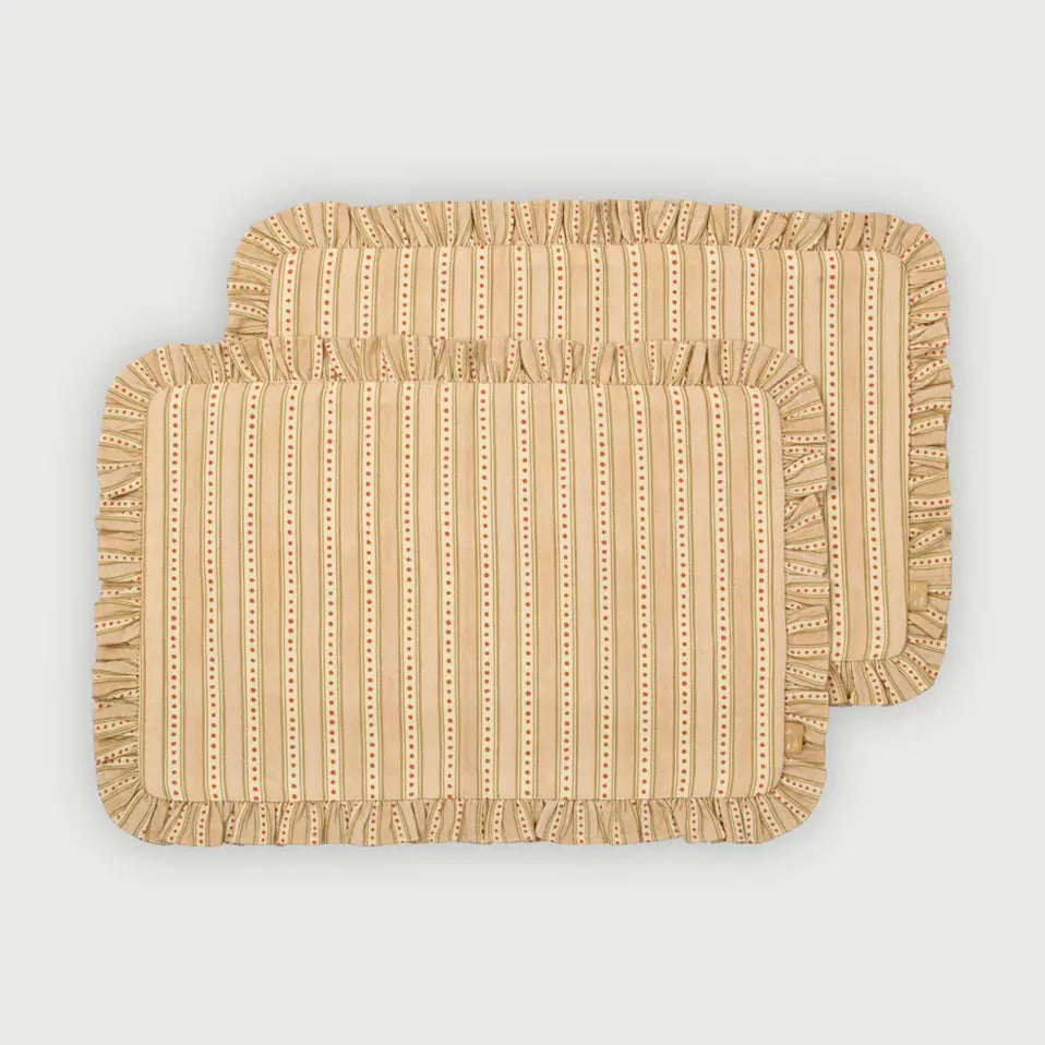 River Apricot Ruffle Table Mats-Set of 2 SanctuaryLiving