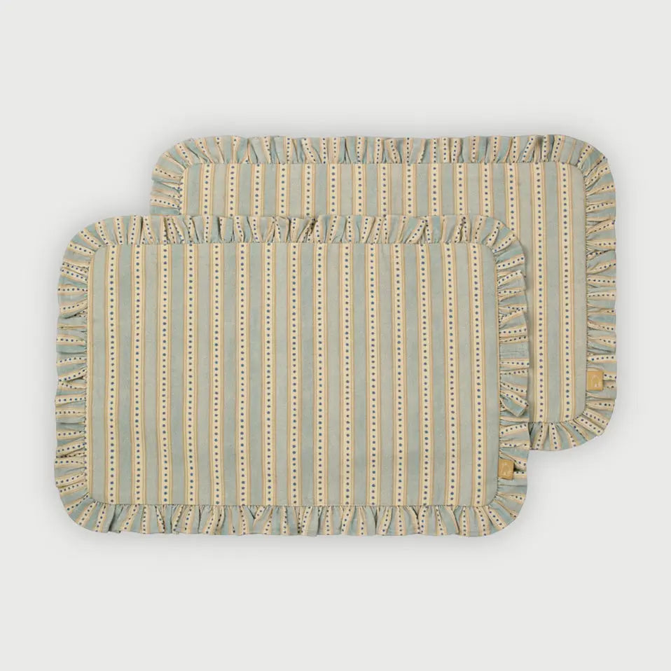River Soft Blue Ruffle Table Mats-Set of 2 SanctuaryLiving