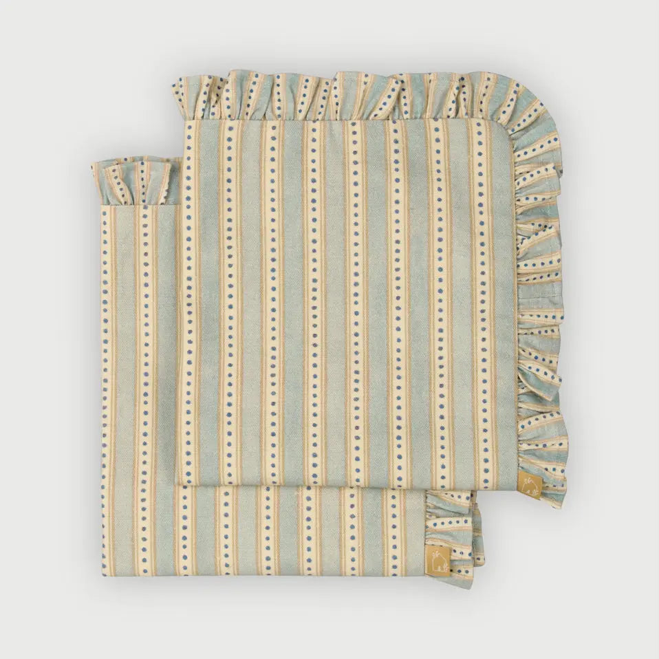 River Soft Blue Ruffle Table Mats-Set of 2 SanctuaryLiving