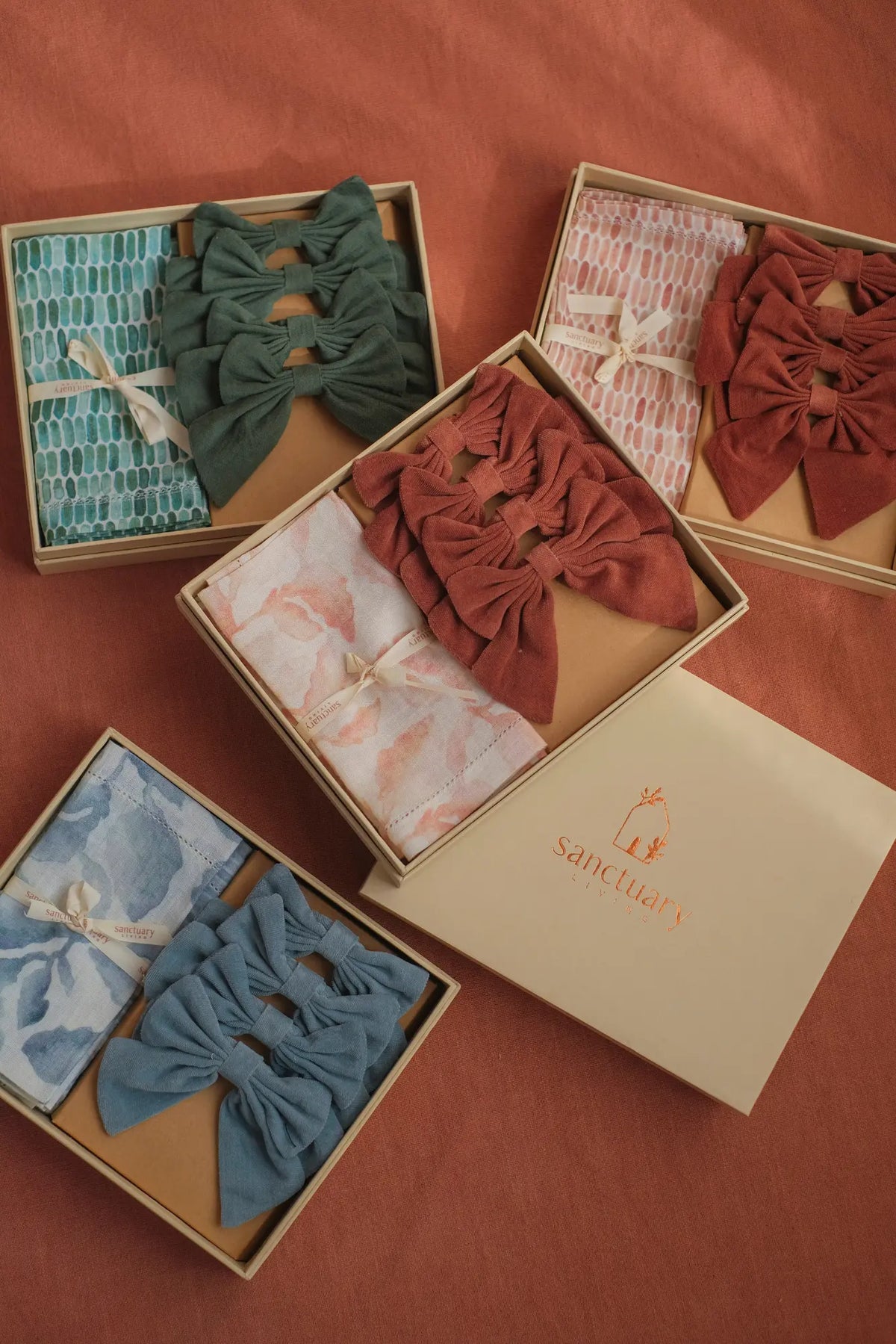 Linen Green Table Napkins & Napkin Rings Gift Set SanctuaryLiving