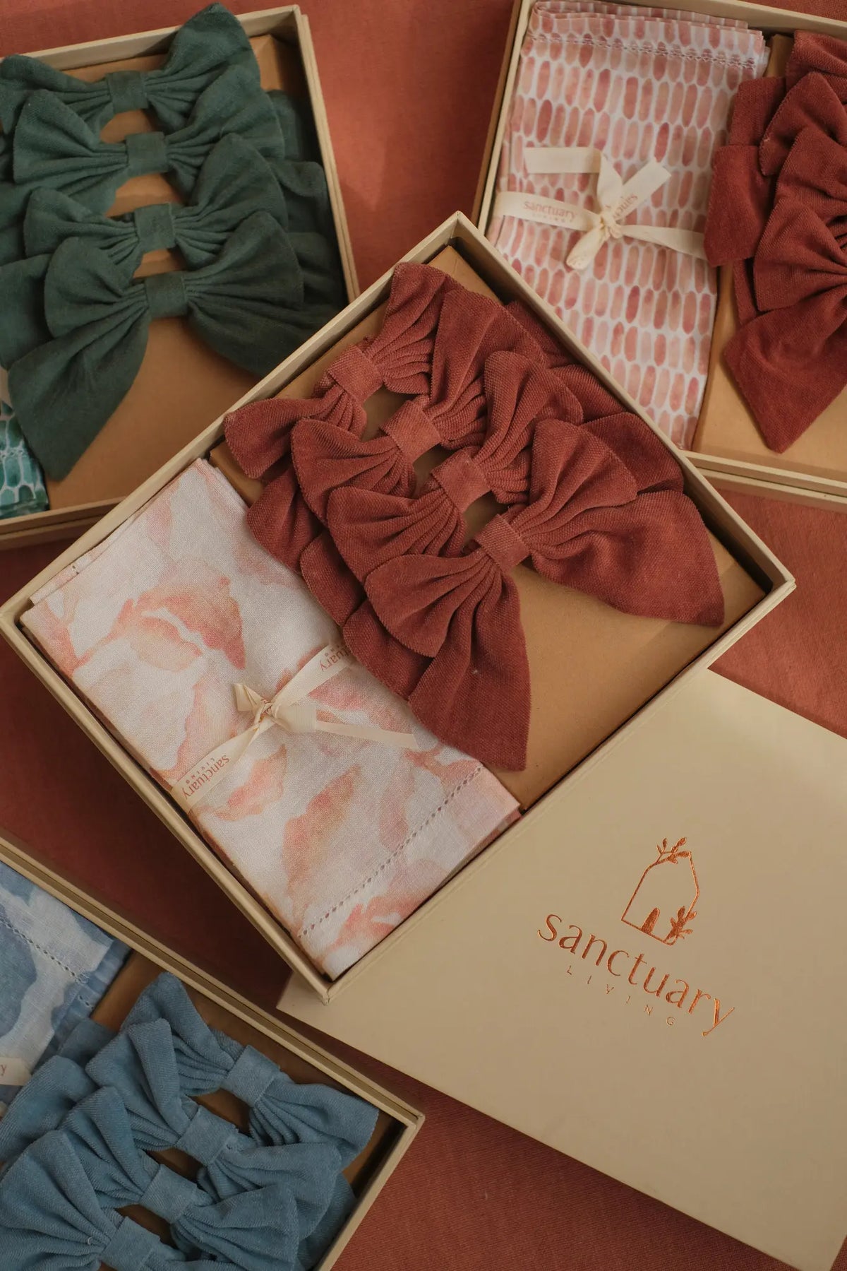 Linen Blush Table Napkins & Napkin Rings Gift Set SanctuaryLiving
