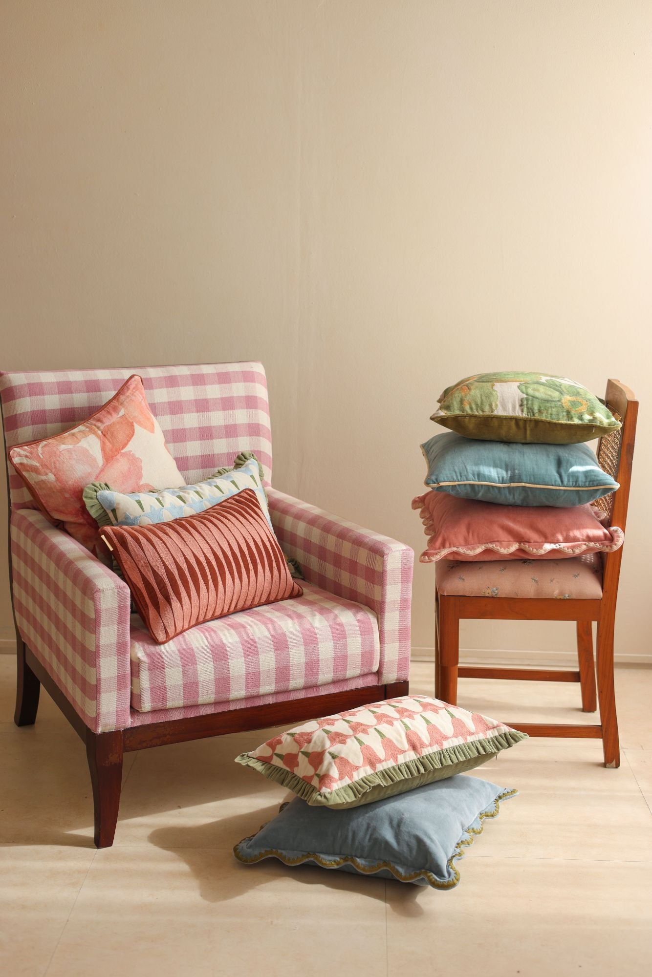 Mirage Scallop Rhubarb Cushion Cover