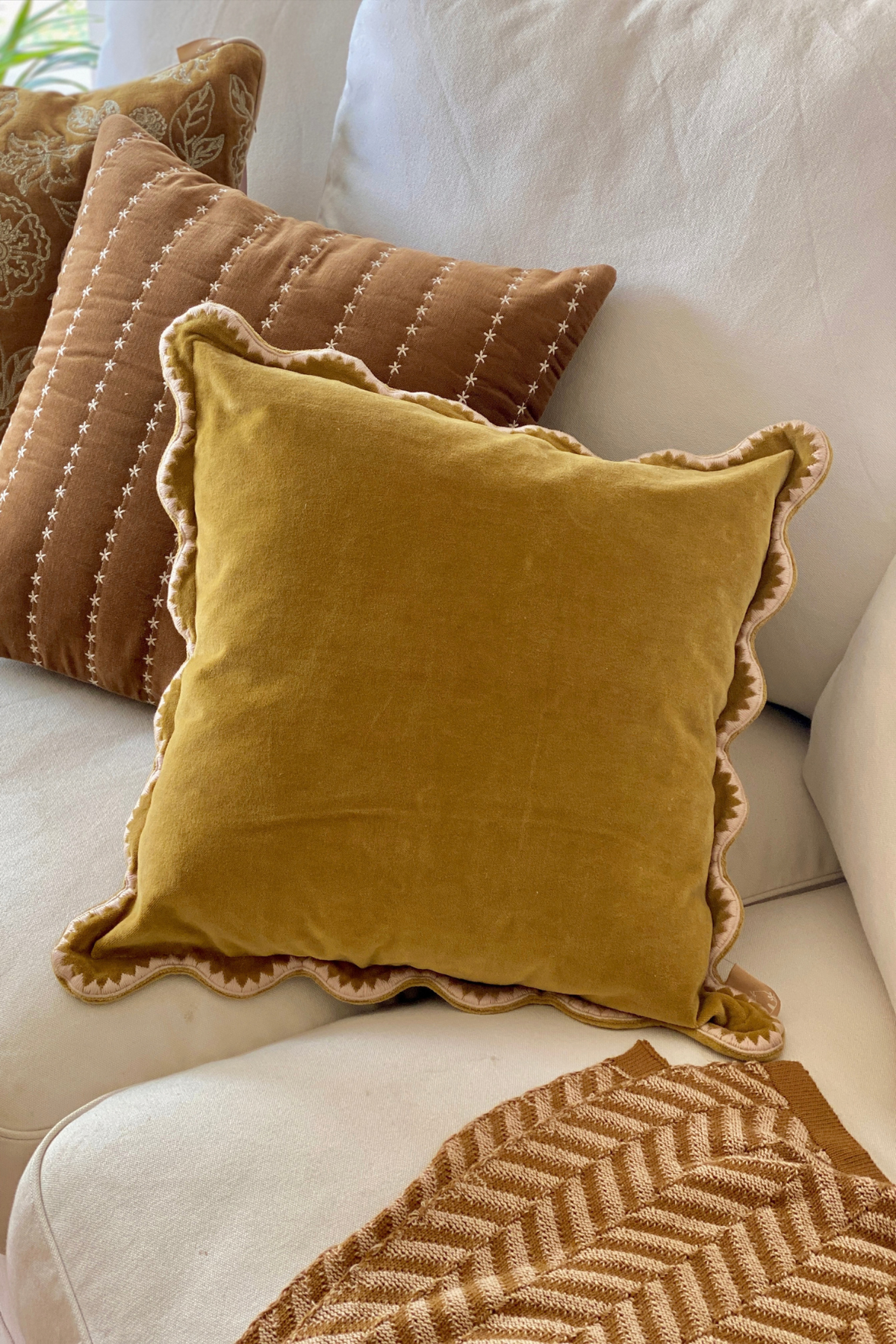 Mirage Scallop Deep Ochre Cushion Cover