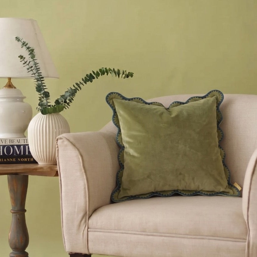 Mirage Scallop Moss Green Cushion Cover