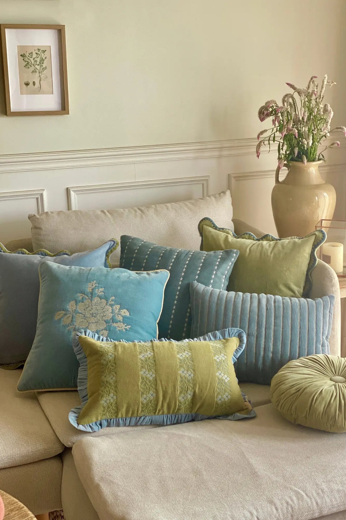 Mirage Scallop Moss Green Cushion Cover SanctuaryLiving