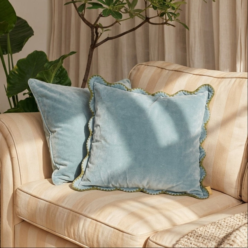 Mirage Scallop Soft Blue Cushion Cover