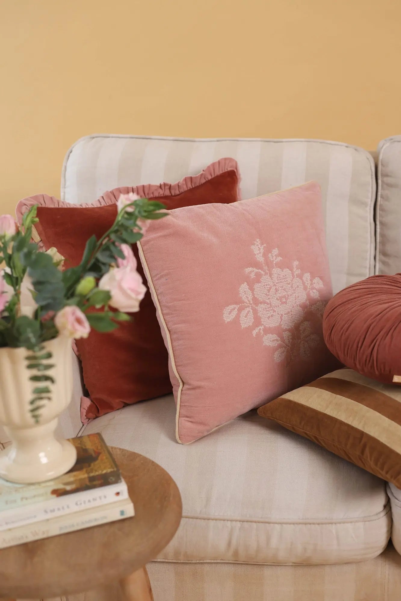 Jasper Ruffle Rhubarb Cushion Cover SanctuaryLiving