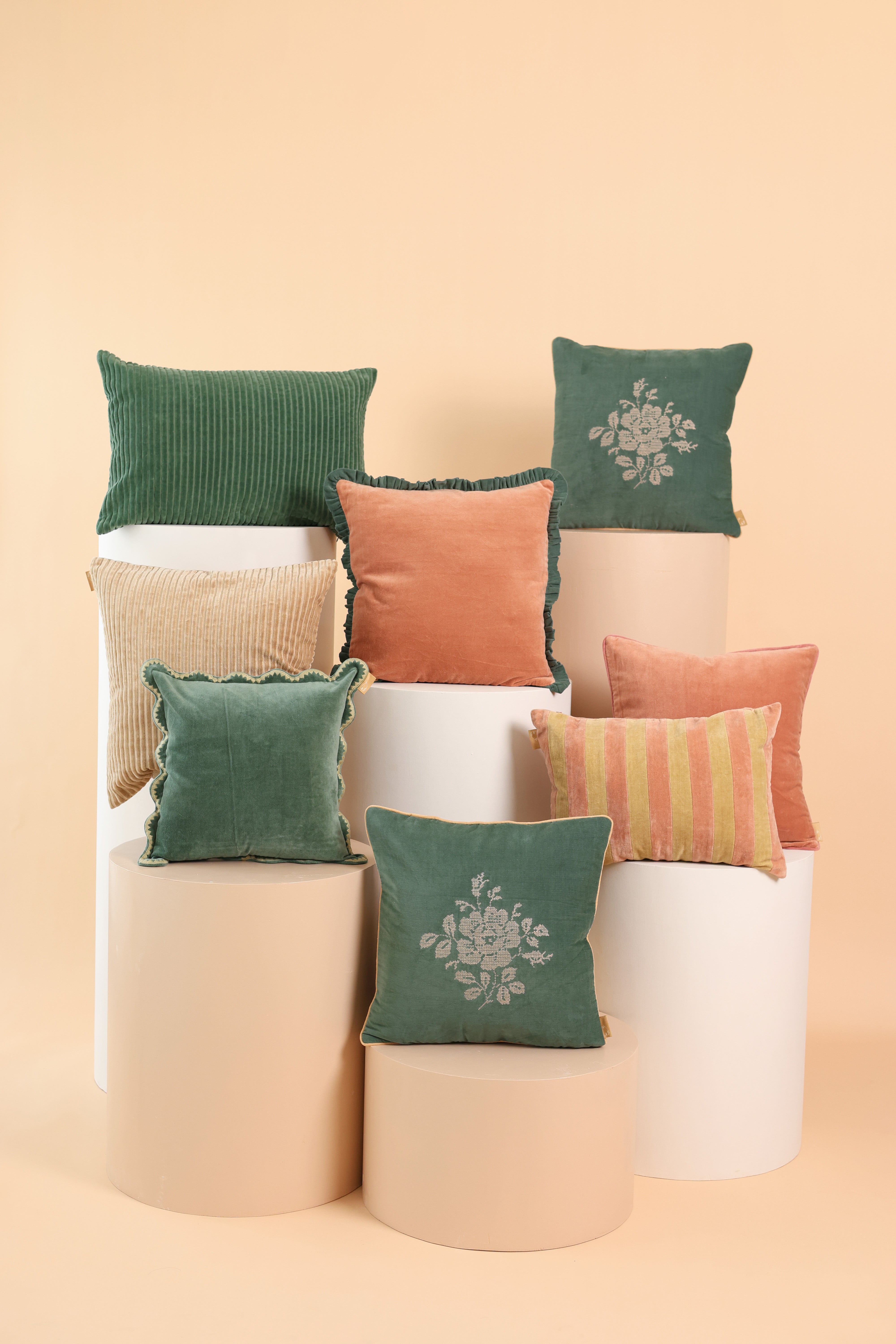 Jasper Ruffle Apricot Cushion Cover