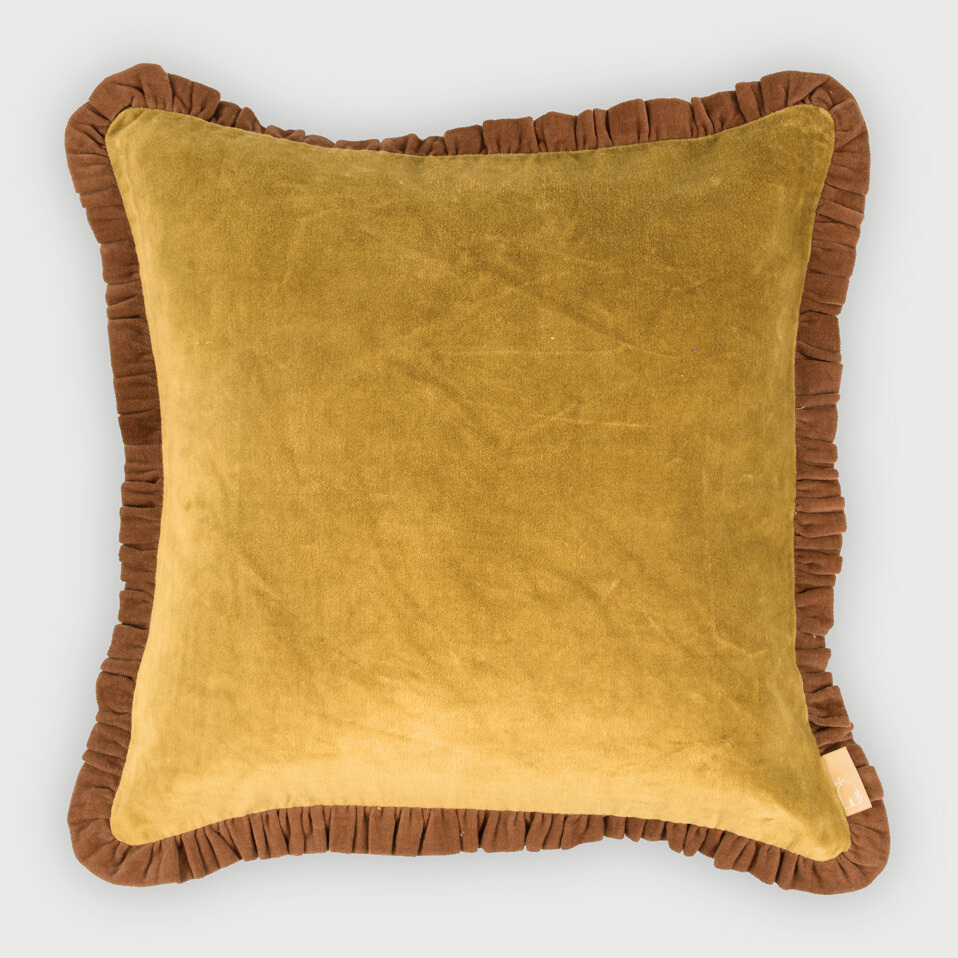 Jasper Ruffle Deep Ochre Cushion Cover