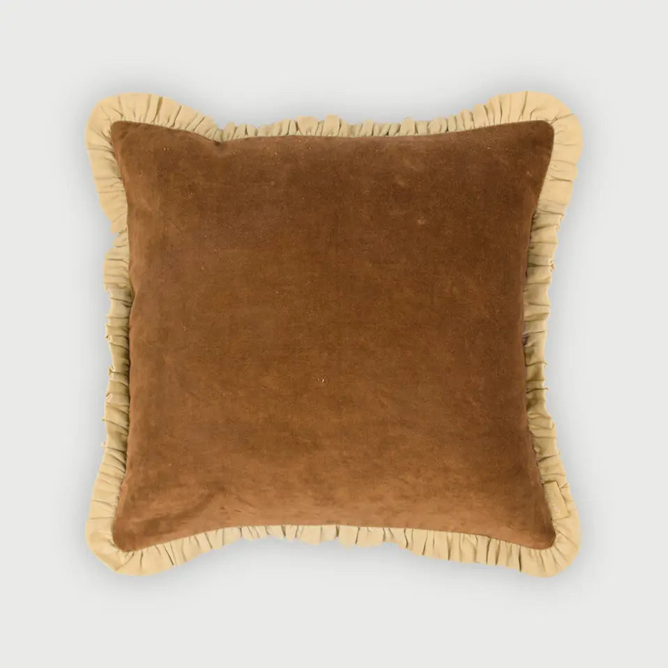 Jasper Ruffle Tan Brown Cushion Cover SanctuaryLiving